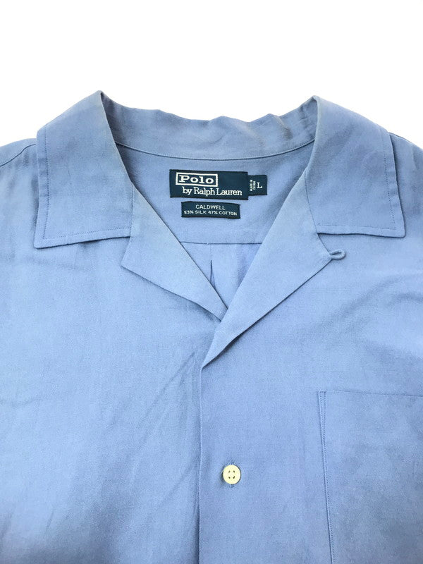 【中古品】【メンズ】 POLO RALPH LAUREN ポロ・ラルフローレン 90'S S/S CALDWELL OPEN COLLAR SHIRT 90年代 コールドウェル オープンカラー シャツ 半袖シャツ 146-261020-na-16-tagh サイズ：L カラー：ブルー 万代Net店