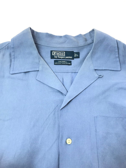 【中古品】【メンズ】 POLO RALPH LAUREN ポロ・ラルフローレン 90'S S/S CALDWELL OPEN COLLAR SHIRT 90年代 コールドウェル オープンカラー シャツ 半袖シャツ 146-261020-na-16-tagh サイズ：L カラー：ブルー 万代Net店