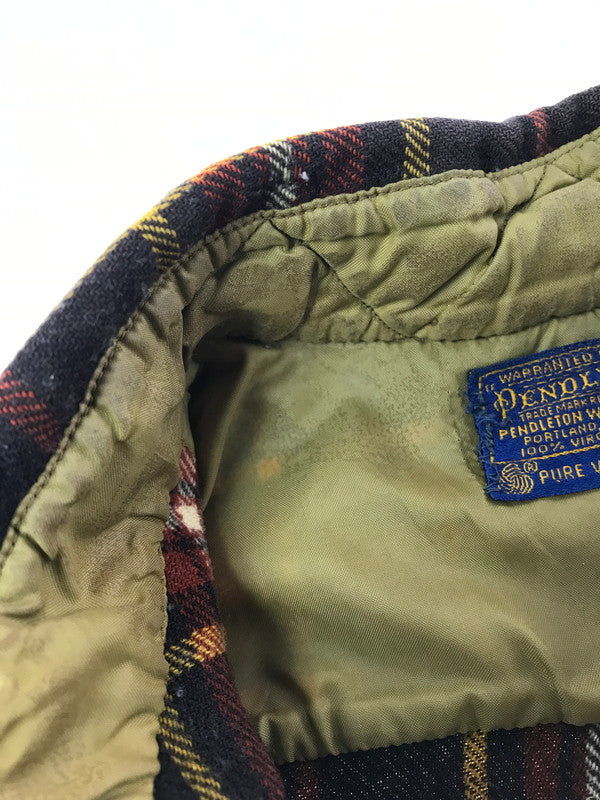 【ジャンク品】【メンズ】 PENDLETON ペンドルトン 60'S L/S BD WOOL CHECK SHIRT 60年代 ボタンダウン ウール チェックシャツ 長袖シャツ 146-261020-na-20-tagh サイズ：M カラー：ブラウン系 万代Net店