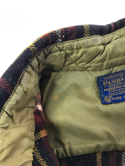 【ジャンク品】【メンズ】 PENDLETON ペンドルトン 60'S L/S BD WOOL CHECK SHIRT 60年代 ボタンダウン ウール チェックシャツ 長袖シャツ 146-261020-na-20-tagh サイズ：M カラー：ブラウン系 万代Net店