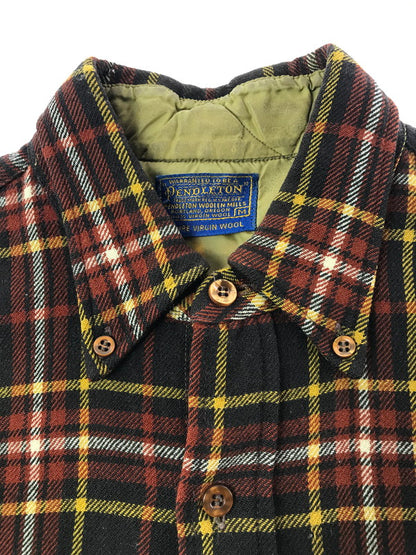 【ジャンク品】【メンズ】 PENDLETON ペンドルトン 60'S L/S BD WOOL CHECK SHIRT 60年代 ボタンダウン ウール チェックシャツ 長袖シャツ 146-261020-na-20-tagh サイズ：M カラー：ブラウン系 万代Net店