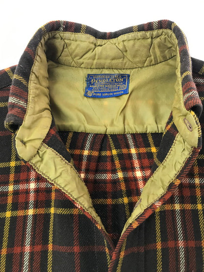 【ジャンク品】【メンズ】 PENDLETON ペンドルトン 60'S L/S BD WOOL CHECK SHIRT 60年代 ボタンダウン ウール チェックシャツ 長袖シャツ 146-261020-na-20-tagh サイズ：M カラー：ブラウン系 万代Net店