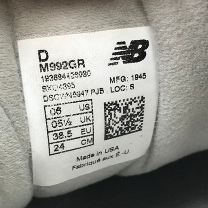 【ジャンク品】【メンズ】 NEW BALANCE ニューバランス M992GR スニーカー 靴 166-261018-na-09-tagh サイズ：24cm US 06 カラー：GRAY 万代Net店