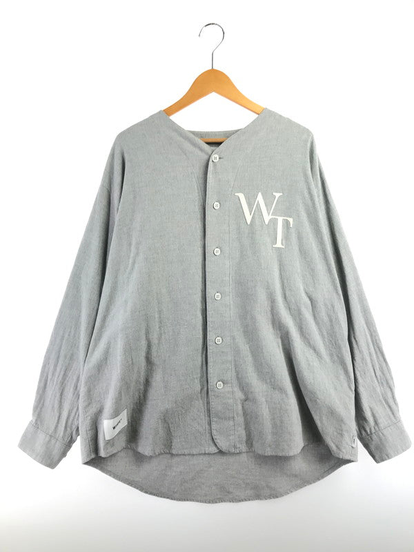【中古品】【メンズ】 WTAPS ダブルタップス LS COTTON TWILL LEAGUE 231TQDT-SHM07 ベースボールシャツ 長袖シャツ 142-261019-na-17-tagh サイズ：3 カラー：グレー 万代Net店