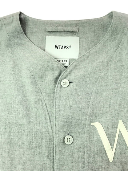 【中古品】【メンズ】 WTAPS ダブルタップス LS COTTON TWILL LEAGUE 231TQDT-SHM07 ベースボールシャツ 長袖シャツ 142-261019-na-17-tagh サイズ：3 カラー：グレー 万代Net店