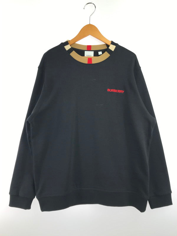 【中古品】【メンズ】 BURBERRY バーバリー ICON STRIPE COLLAR COTTON SWEATSHIRT 8091047 アイコン ストライプ カラー スウェットシャツ トレーナー 141-261019-na-14-tagh サイズ：L カラー：ブラック 万代Net店