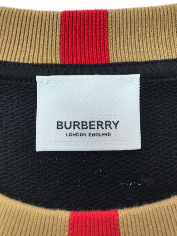 【中古品】【メンズ】 BURBERRY バーバリー ICON STRIPE COLLAR COTTON SWEATSHIRT 8091047 アイコン ストライプ カラー スウェットシャツ トレーナー 141-261019-na-14-tagh サイズ：L カラー：ブラック 万代Net店