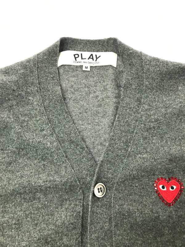 【中古品】【メンズ】 PLAY COMME des GARCONS プレイコムデギャルソン V-NECK CARDIGAN AX-N803 Vネック カーディガン 140-261019-na-13-tagh サイズ：M カラー：グレー 万代Net店