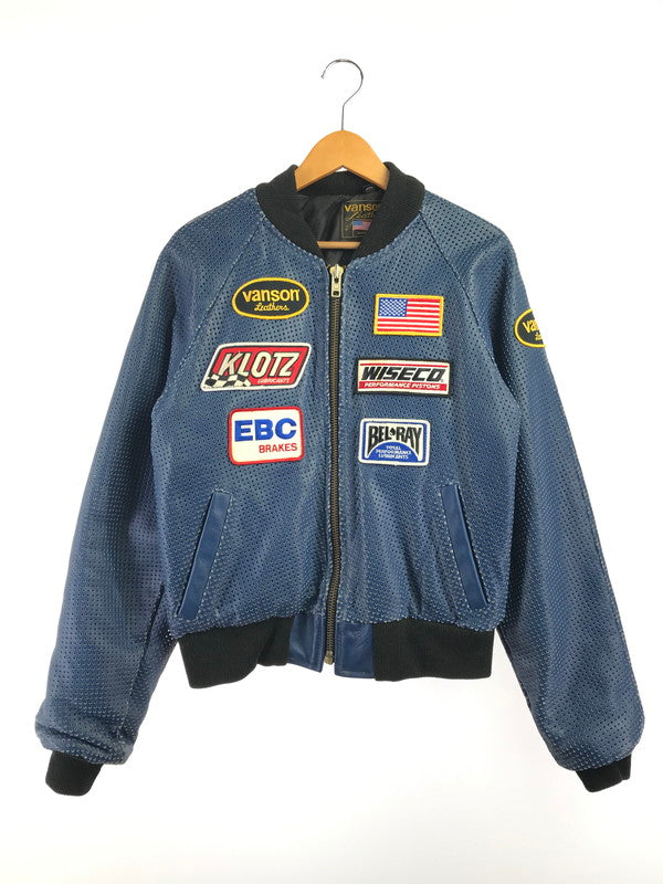 【中古品】【メンズ】 VANSON バンソン PUNCHING LEATHER BLOUSON パンチング レザージャケット アウター 145-261019-na-15-tagh サイズ：36 カラー：ブルー 万代Net店