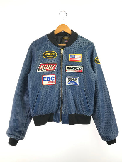 【中古品】【メンズ】 VANSON バンソン PUNCHING LEATHER BLOUSON パンチング レザージャケット アウター 145-261019-na-15-tagh サイズ：36 カラー：ブルー 万代Net店