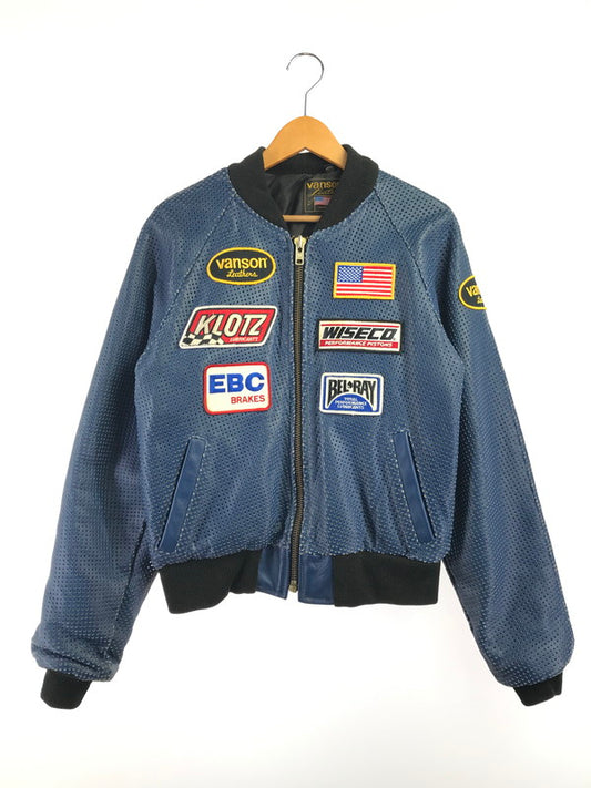 【中古品】【メンズ】 VANSON バンソン PUNCHING LEATHER BLOUSON パンチング レザージャケット アウター 145-261019-na-15-tagh サイズ：36 カラー：ブルー 万代Net店