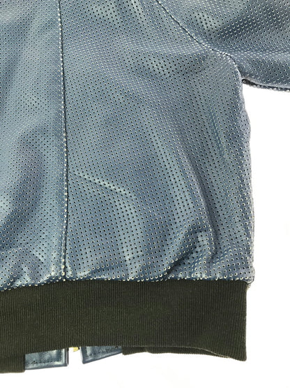 【中古品】【メンズ】 VANSON バンソン PUNCHING LEATHER BLOUSON パンチング レザージャケット アウター 145-261019-na-15-tagh サイズ：36 カラー：ブルー 万代Net店