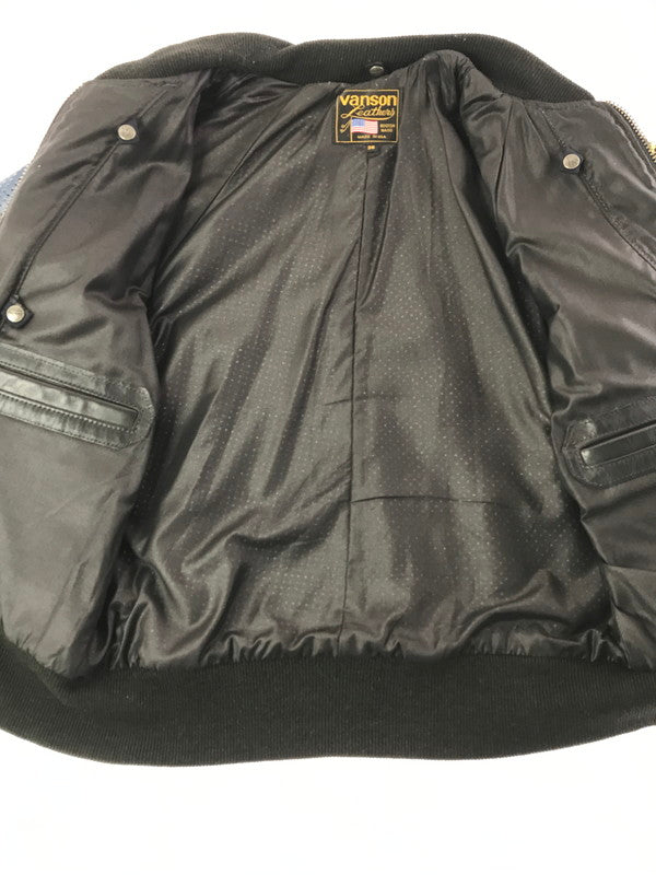 【中古品】【メンズ】 VANSON バンソン PUNCHING LEATHER BLOUSON パンチング レザージャケット アウター 145-261019-na-15-tagh サイズ：36 カラー：ブルー 万代Net店