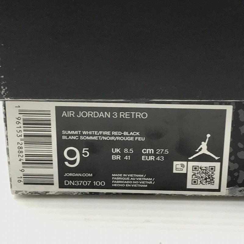 【中古品】【メンズ】 NIKE ナイキ AIR JORDAN 3 RETRO DN3707-100 エアジョーダン 3 レトロ スニーカー 靴 160-261018-na-01-tagh サイズ：27.5cm US 9.5 カラー：SUMMIT WHITE/FIRE RED-BLACK 万代Net店