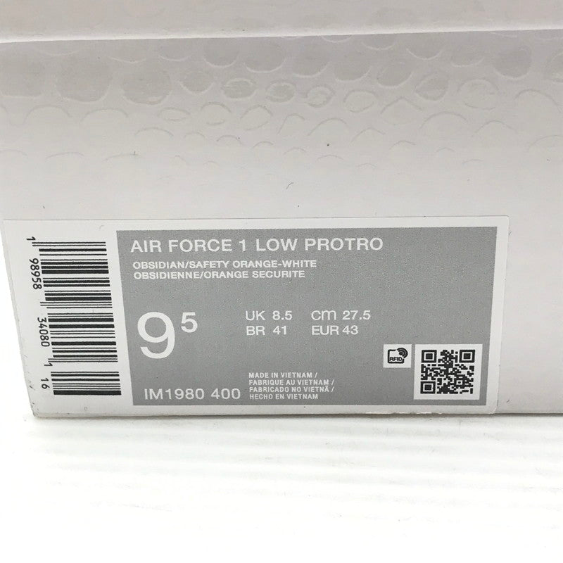【中古美品】【メンズ】 NIKE ナイキ× KOBE BRYANT コービー ブライアント AIR FORCE 1 LOW PROTRO IM1980-400 エアフォース 1 ロー プロトロ スニーカー 靴 160-261018-na-05-tagh サイズ：27.5cm US 9.5 カラー：OBSIDIAN/SAFETY ORANGE-WHITE 万代Net店