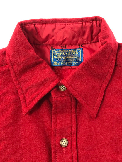 【中古品】【メンズ】 PENDLETON ペンドルトン 70'S USA WOOL L/S SHIRT 70年代 USA製 ウール 長袖 シャツ トップス 146-261026-ty-13-tagh サイズ：M カラー：レッド 万代Net店