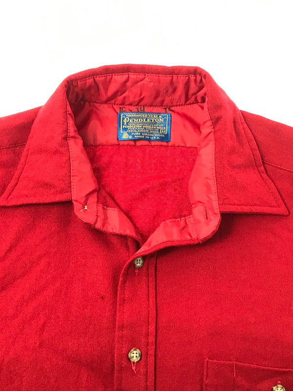 【中古品】【メンズ】 PENDLETON ペンドルトン 70'S USA WOOL L/S SHIRT 70年代 USA製 ウール 長袖 シャツ トップス 146-261026-ty-13-tagh サイズ：M カラー：レッド 万代Net店