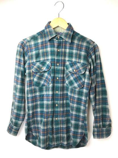 【中古品】【メンズ】 PENDLETON ペンドルトン 70'S USA WOOL CHECK L/S SHIRT 70年代 USA製 ウール チェック 長袖 シャツ トップス 146-261026-ty-14-tagh サイズ：S カラー：ブルー/グリーン 万代Net店