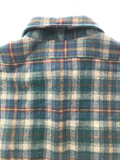 【中古品】【メンズ】 PENDLETON ペンドルトン 70'S USA WOOL CHECK L/S SHIRT 70年代 USA製 ウール チェック 長袖 シャツ トップス 146-261026-ty-14-tagh サイズ：S カラー：ブルー/グリーン 万代Net店