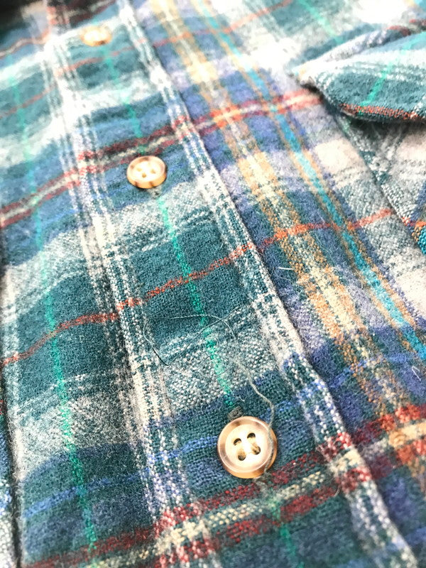 【中古品】【メンズ】 PENDLETON ペンドルトン 70'S USA WOOL CHECK L/S SHIRT 70年代 USA製 ウール チェック 長袖 シャツ トップス 146-261026-ty-14-tagh サイズ：S カラー：ブルー/グリーン 万代Net店
