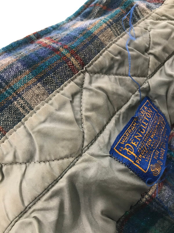 【中古品】【メンズ】 PENDLETON ペンドルトン 70'S USA WOOL CHECK L/S SHIRT 70年代 USA製 ウール チェック 長袖 シャツ トップス 146-261026-ty-14-tagh サイズ：S カラー：ブルー/グリーン 万代Net店