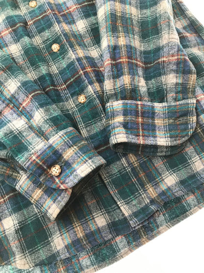 【中古品】【メンズ】 PENDLETON ペンドルトン 70'S USA WOOL CHECK L/S SHIRT 70年代 USA製 ウール チェック 長袖 シャツ トップス 146-261026-ty-14-tagh サイズ：S カラー：ブルー/グリーン 万代Net店
