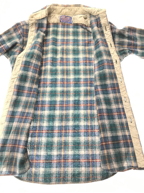 【中古品】【メンズ】 PENDLETON ペンドルトン 70'S USA WOOL CHECK L/S SHIRT 70年代 USA製 ウール チェック 長袖 シャツ トップス 146-261026-ty-14-tagh サイズ：S カラー：ブルー/グリーン 万代Net店
