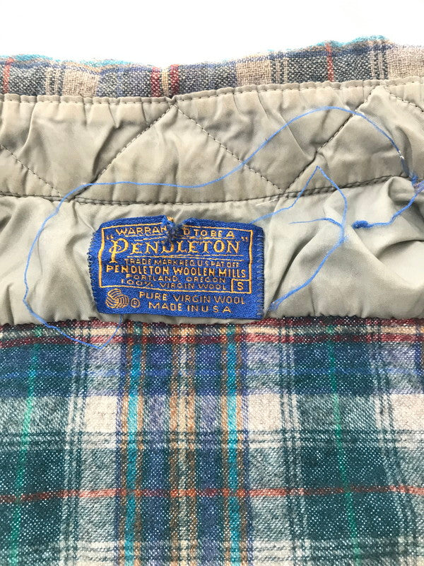 【中古品】【メンズ】 PENDLETON ペンドルトン 70'S USA WOOL CHECK L/S SHIRT 70年代 USA製 ウール チェック 長袖 シャツ トップス 146-261026-ty-14-tagh サイズ：S カラー：ブルー/グリーン 万代Net店