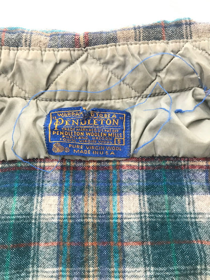 【中古品】【メンズ】 PENDLETON ペンドルトン 70'S USA WOOL CHECK L/S SHIRT 70年代 USA製 ウール チェック 長袖 シャツ トップス 146-261026-ty-14-tagh サイズ：S カラー：ブルー/グリーン 万代Net店