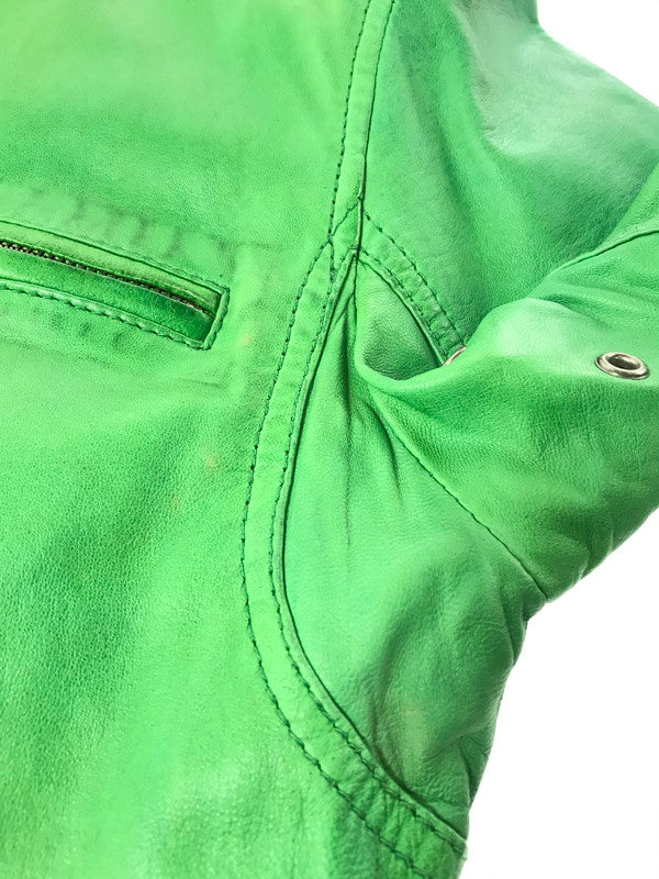 【現状渡し品】【メンズ】 DIESEL ディーゼル LEATHER RIDERS JACKET レザー ライダースジャケット アウター 141-261025-na-04-tagh サイズ：S カラー：グリーン 万代Net店