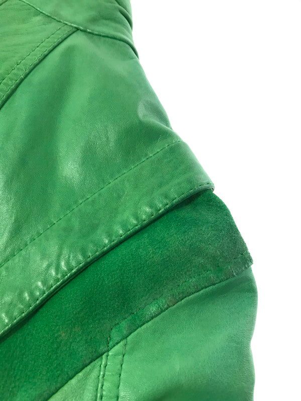 【現状渡し品】【メンズ】 DIESEL ディーゼル LEATHER RIDERS JACKET レザー ライダースジャケット アウター 141-261025-na-04-tagh サイズ：S カラー：グリーン 万代Net店