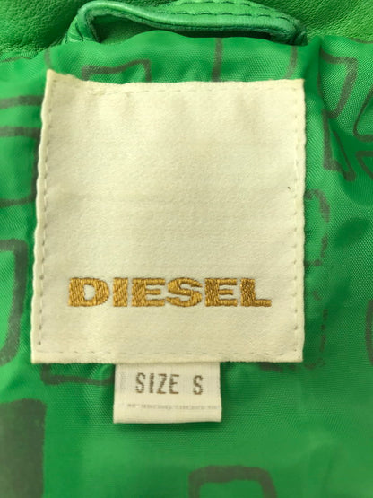 【現状渡し品】【メンズ】 DIESEL ディーゼル LEATHER RIDERS JACKET レザー ライダースジャケット アウター 141-261025-na-04-tagh サイズ：S カラー：グリーン 万代Net店
