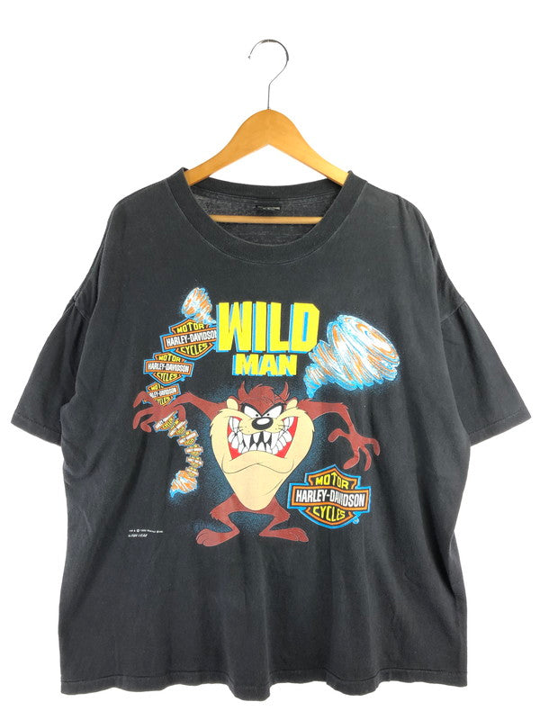 【中古品】【メンズ】 HARLEY DAVIDSON×LOONEY TUNES ハーレーダビッドソン×ルーニー テューンズ USA c1993 90'S TAZ WILD MAN S/S TEE 90年代 タズ ワイルド マン 半袖 Tシャツ 146-261020-ty-11-tagh サイズ：L カラー：ブラック 万代Net店