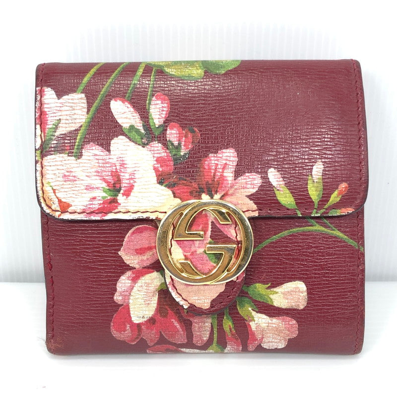 【現状渡し品】【レディース】 GUCCI グッチ BLOOMS INTERLOCKING G FLOWER 369676-2184 ブルームス インターロッキングG フラワー 二つ折り財布 181-261028-rt-05-tagh カラー：レッド 万代Net店