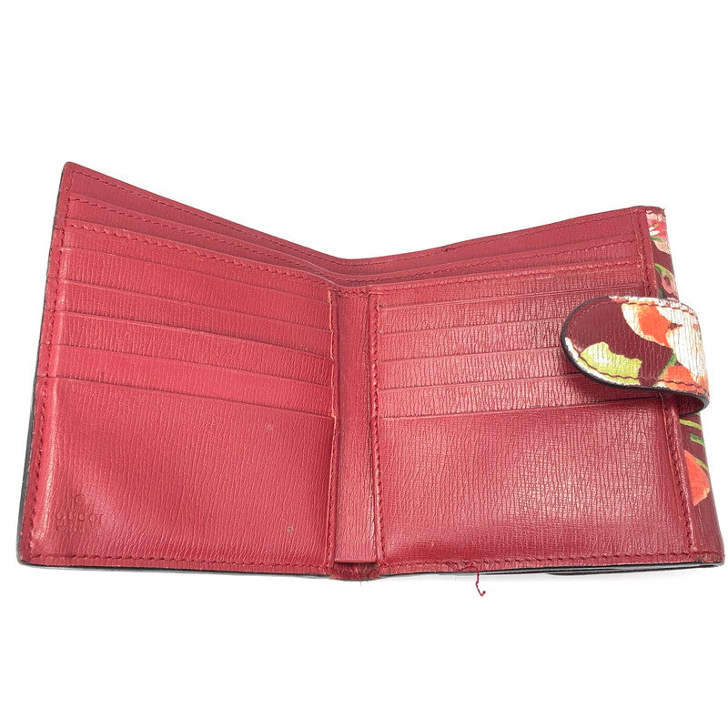 【現状渡し品】【レディース】 GUCCI グッチ BLOOMS INTERLOCKING G FLOWER 369676-2184 ブルームス インターロッキングG フラワー 二つ折り財布 181-261028-rt-05-tagh カラー：レッド 万代Net店