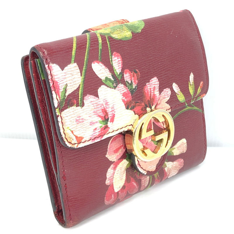 【現状渡し品】【レディース】 GUCCI グッチ BLOOMS INTERLOCKING G FLOWER 369676-2184 ブルームス インターロッキングG フラワー 二つ折り財布 181-261028-rt-05-tagh カラー：レッド 万代Net店