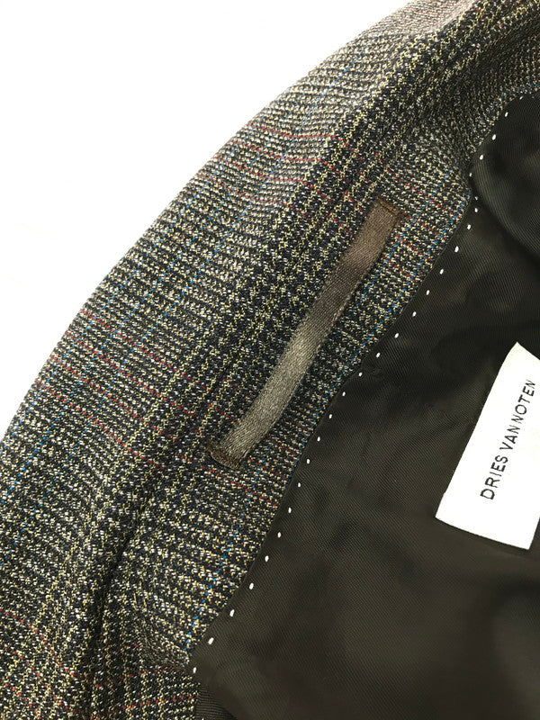【中古品】【メンズ】 DRIES VAN NOTEN ドリスヴァンノッテン REID＆TAYLOR 2B WOOL GLEN CHECK TAILORED JACKET テーラードジャケット ライトアウター 141-261029-rt-04-tagh サイズ：54 カラー：ブラウン 万代Net店