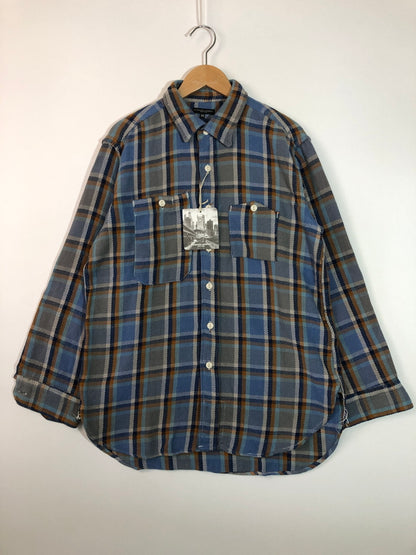 【中古品】【メンズ】 ENGINEERED GARMENTS エンジニアードガーメンツ 23AW WORK SHIRT BLUE COTTON HEAVY TWILL PLAID ヘビーコットンツイル チェック ワークシャツ 長袖 トップス 140-260615-kk-01-hon サイズ：XS カラー：BLUE 万代Net店