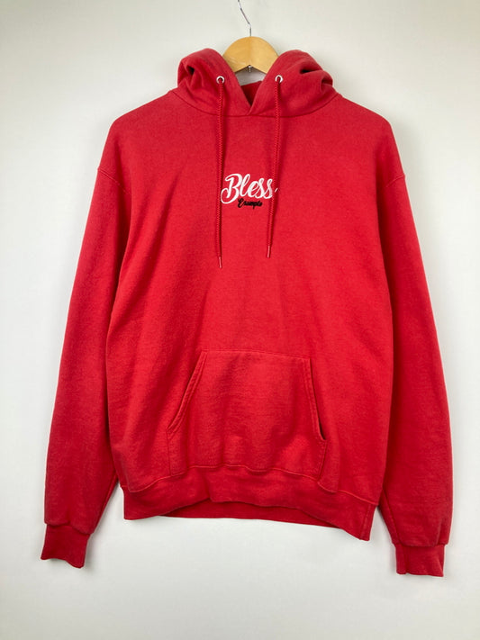 【中古品】【メンズ】 EXAMPLE エグザンプル × Champion チャンピオン 別注 コラボ BLESS PULLOVER HOODIE ブレス プルオーバーフーディー トップス パーカー 178-260725-kk-01-hon サイズ：XL カラー：レッド 万代Net店
