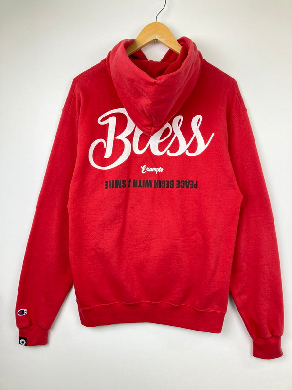 【中古品】【メンズ】 EXAMPLE エグザンプル × Champion チャンピオン 別注 コラボ BLESS PULLOVER HOODIE ブレス プルオーバーフーディー トップス パーカー 178-260725-kk-01-hon サイズ：XL カラー：レッド 万代Net店