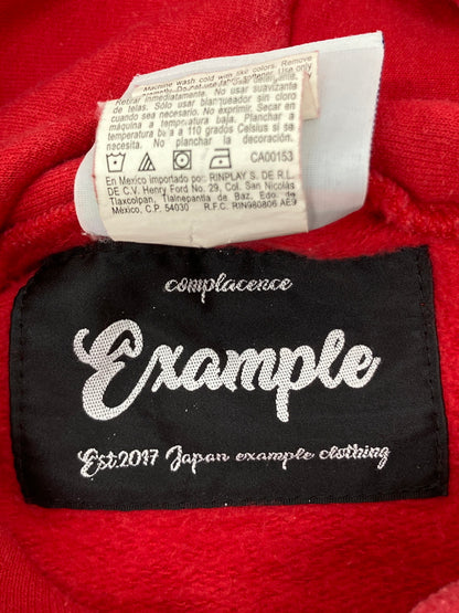 【中古品】【メンズ】 EXAMPLE エグザンプル × Champion チャンピオン 別注 コラボ BLESS PULLOVER HOODIE ブレス プルオーバーフーディー トップス パーカー 178-260725-kk-01-hon サイズ：XL カラー：レッド 万代Net店