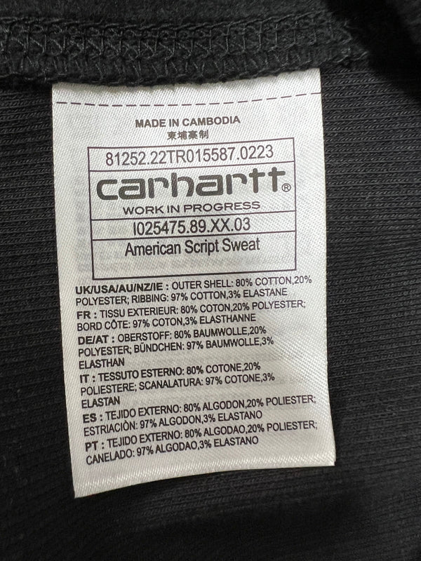 【中古美品】【メンズ】 Carhartt WIP カーハート ワークインプログレス AMERICAN SCRIPT SWEAT I025475 150-260710-kk-07-hon サイズ：XL カラー：ブラック 万代Net店