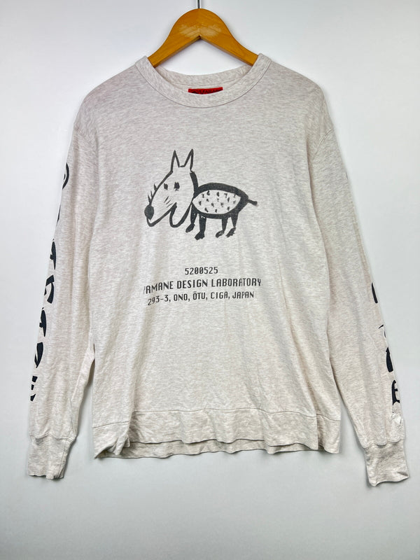 【中古品】【メンズ】 YAMANE DESIGN LABORATORY ヤマネ デザイン ラボラトリー L/S CAT PRINT TEE ロングスリーブ キャット プリント Tシャツ 長袖 トップス 178-260719-kk-8-hon カラー：グレー 万代Net店