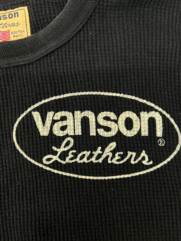 【中古品】【メンズ/レディース】 VANSON バンソン L/S PRINT THERMAL TEE ロングスリーブ プリント サーマル Tシャツ 長袖 トップス 178-260719-kk-09-hon サイズ：L カラー：BLACK 万代Net店