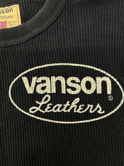 【中古品】【メンズ/レディース】 VANSON バンソン L/S PRINT THERMAL TEE ロングスリーブ プリント サーマル Tシャツ 長袖 トップス 178-260719-kk-09-hon サイズ：L カラー：BLACK 万代Net店