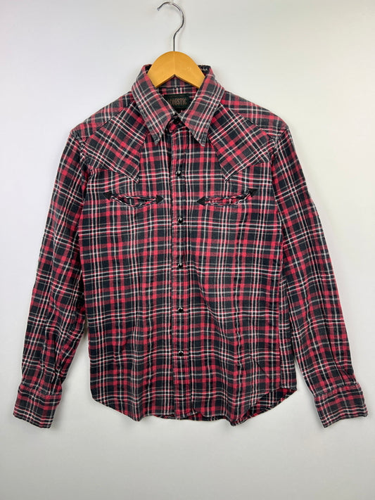 【中古品】【メンズ】 ACOUSTIC アコースティック L/S WESTERN FLANNEL CHECK SHIRT ロングスリーブ フランネル チェックシャツ 長袖 トップス 178-260720-kk-01-hon サイズ：S カラー：RED 万代Net店