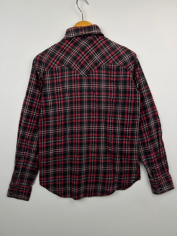 【中古品】【メンズ】 ACOUSTIC アコースティック L/S WESTERN FLANNEL CHECK SHIRT ロングスリーブ フランネル チェックシャツ 長袖 トップス 178-260720-kk-01-hon サイズ：S カラー：RED 万代Net店