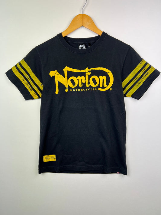 【中古品】【メンズ】 NORTON ノートン MOTOR CYCLE DESIGN S/S TEE 12N1000M モーターサイクルデザイン ショートスリーブ Tシャツ 半袖 トップス 178-260719-kk-04-hon サイズ：M カラー：BLACK 万代Net店