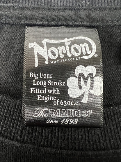 【中古品】【メンズ】 NORTON ノートン MOTOR CYCLE DESIGN S/S TEE 12N1000M モーターサイクルデザイン ショートスリーブ Tシャツ 半袖 トップス 178-260719-kk-04-hon サイズ：M カラー：BLACK 万代Net店