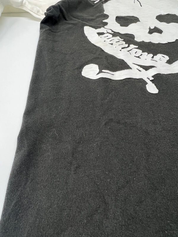 【中古品】【メンズ】 SKULL JEANS スカルジーンズ HEAVY FEELING RAGLAN T-SHIRT プリント ラグランTシャツ 七分丈 トップス 178-260719-kk-03-hon サイズ：38 カラー：ホワイト/ブラック 万代Net店